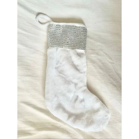 Jason Wu Other - Jason Wu White Faux Fur Christmas Stocking w/ Rhinestone Cuff – Holiday Decor